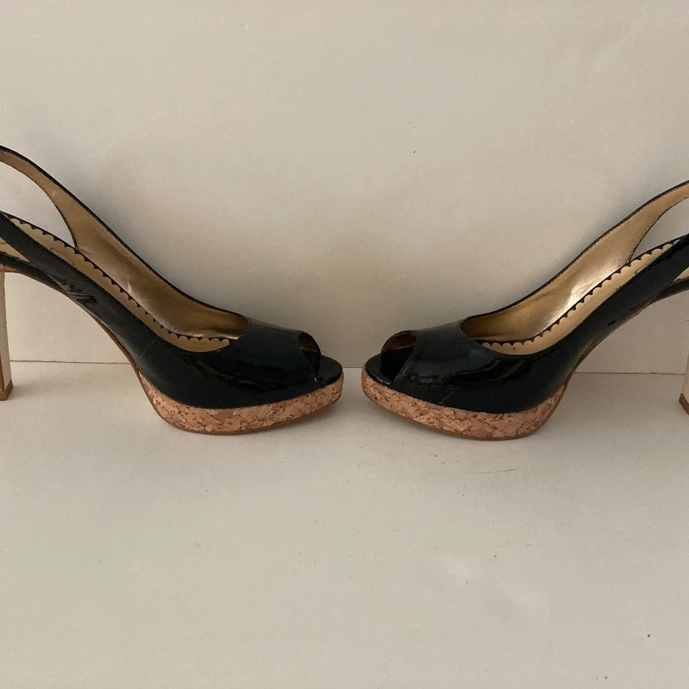 Jessica Simpson Black Patent Leather Slingback Heels/7 1/2B/EXCELLENT CONDITION!